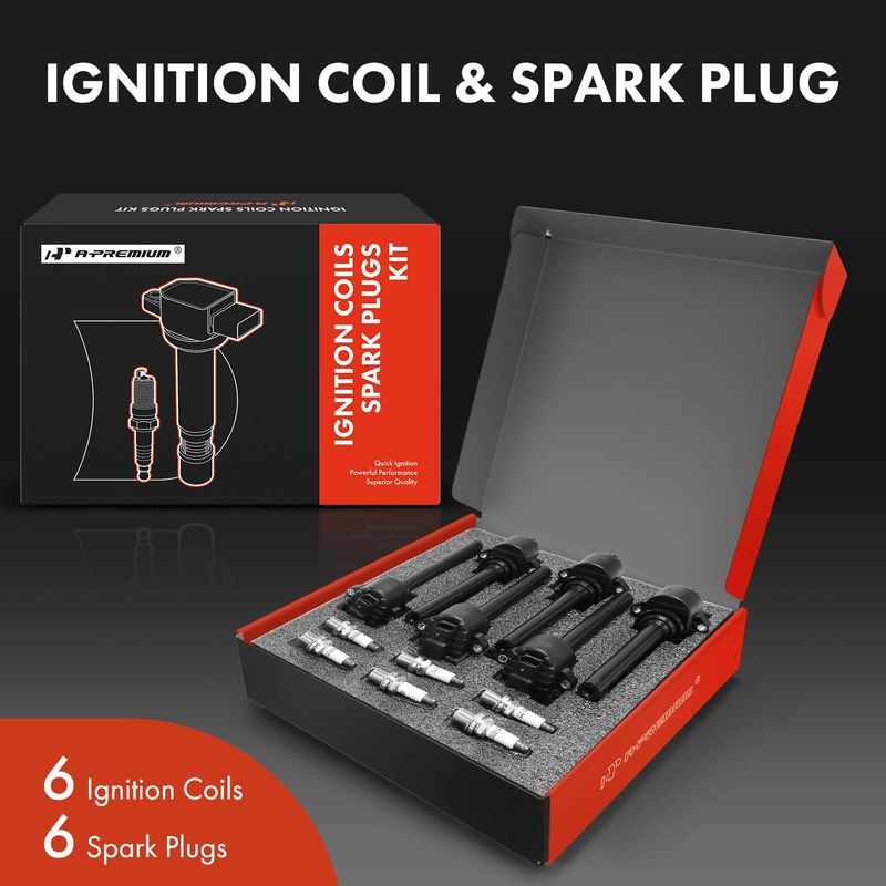 6x Black Ignition Coil & IRIDIUM Spark Plug Kits for Honda Passport Isuzu Axiom