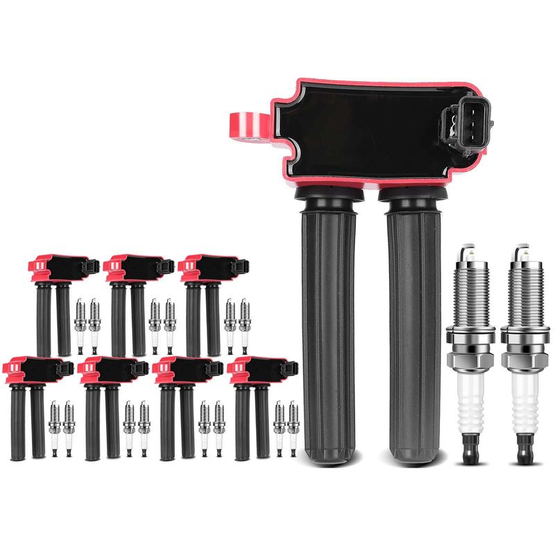 8x Red Ignition Coil & 16x IRIDIUM Spark Plug Kits for Chrysler Dodge Jeep V8 5.7L