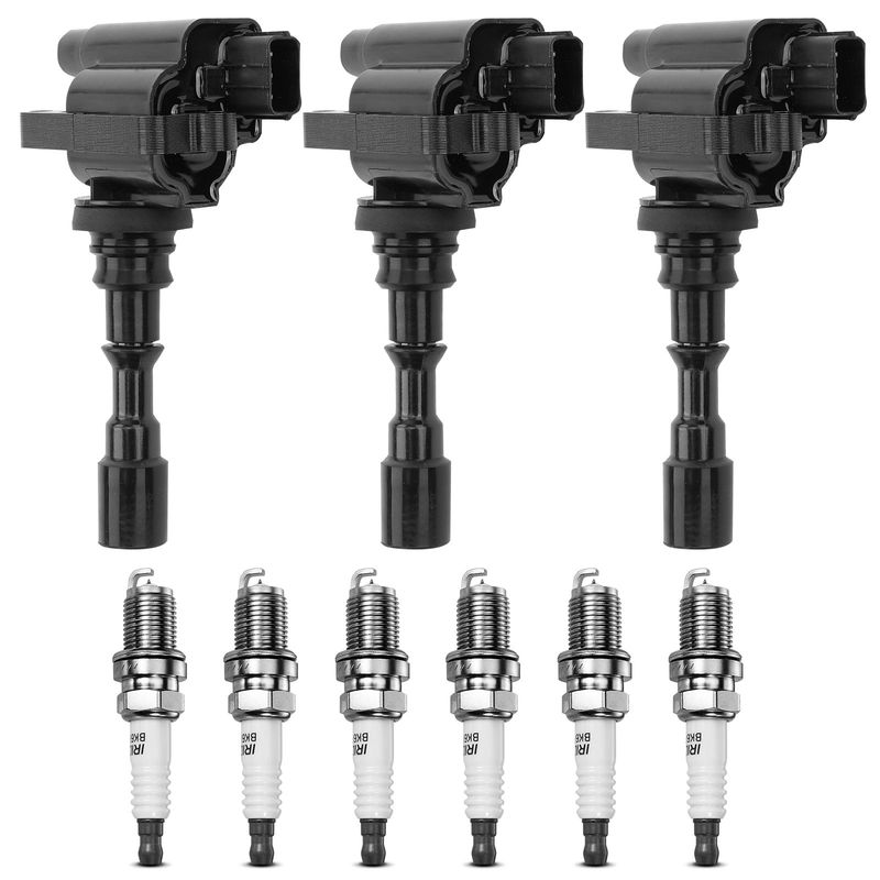 3x Black Ignition Coil & 6x IRIDIUM Spark Plug Kits for Hyundai Santa Fe V6 3.5L
