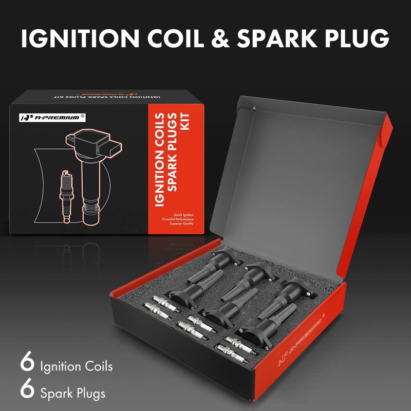 6x Black Ignition Coil & IRIDIUM Spark Plug Kits for Jaguar XJ6 XJR 95-97 4.0L