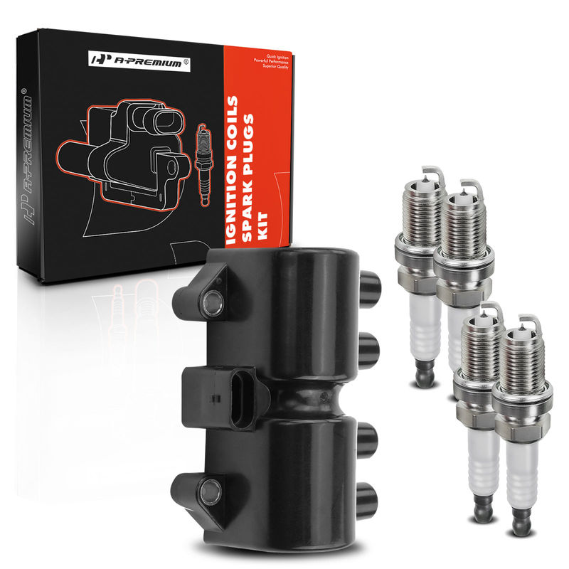 1x Black Ignition Coil & 4x IRIDIUM Spark Plug Kit for Chevrolet Pontiac Suzuki