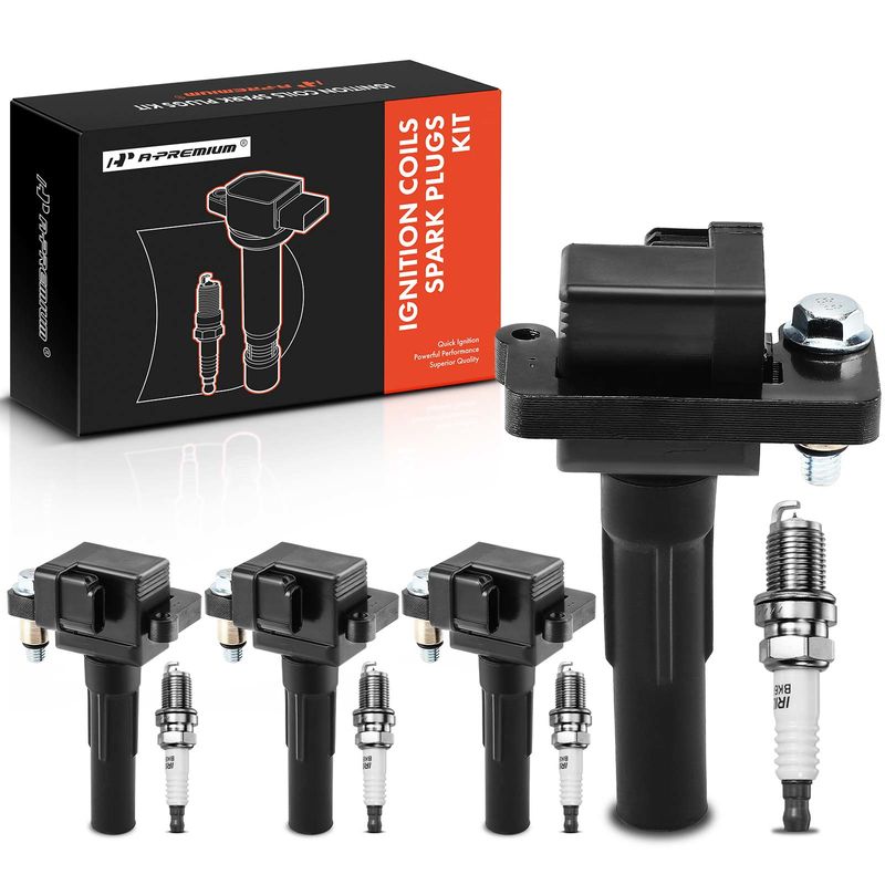 4x Black Ignition Coil & IRIDIUM Spark Plug Kits for Subaru Impreza 02-03 H4 2.0L