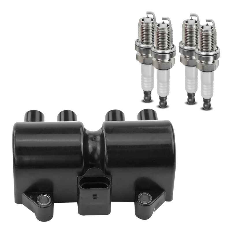 1x Black Ignition Coil & 4x IRIDIUM Spark Plug Kit for Chevrolet Pontiac Suzuki