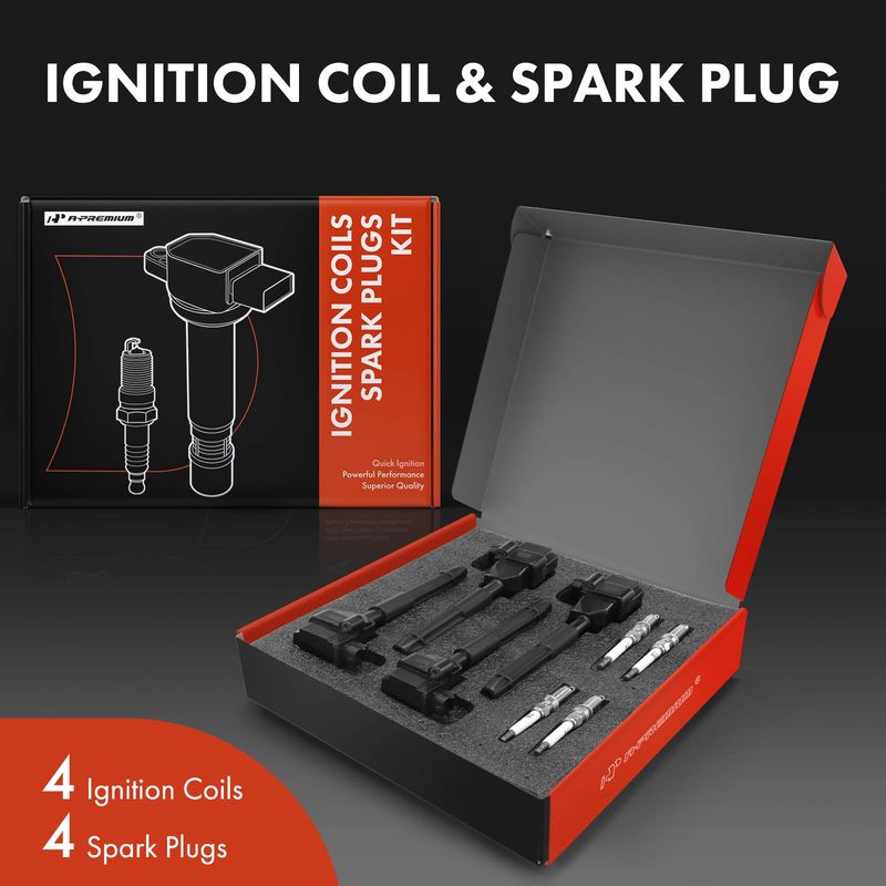 4x Black Ignition Coil & IRIDIUM Spark Plug Kits for Mercedes-Benz SLK230 C230