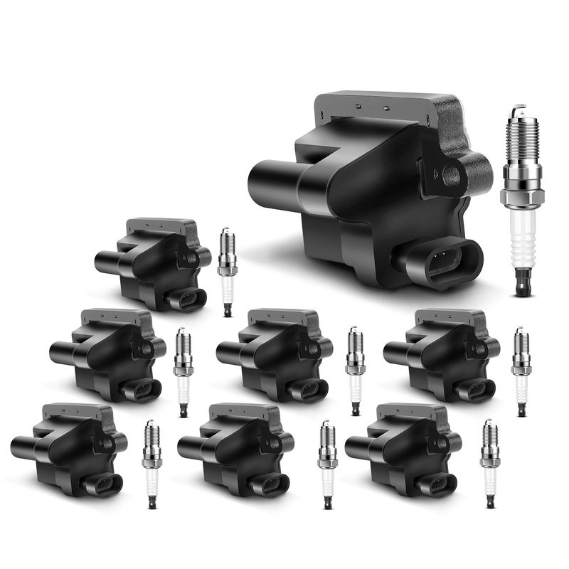 8x Black Ignition Coil & IRIDIUM Spark Plug Kits for Chevy GMC Cadillac Hummer