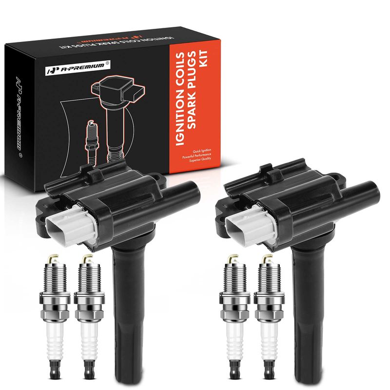 2x Black Ignition Coil & 4x IRIDIUM Spark Plug Kits for Chevy Metro Tracker Suzuki