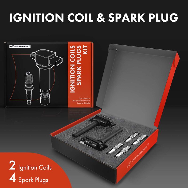 2x Black Ignition Coil & 4x IRIDIUM Spark Plug Kits for Chevy Metro Tracker Suzuki