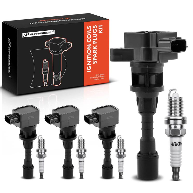 4x Black Ignition Coil & IRIDIUM Spark Plug Kits for Mazda 5 2006-2007 2.3L