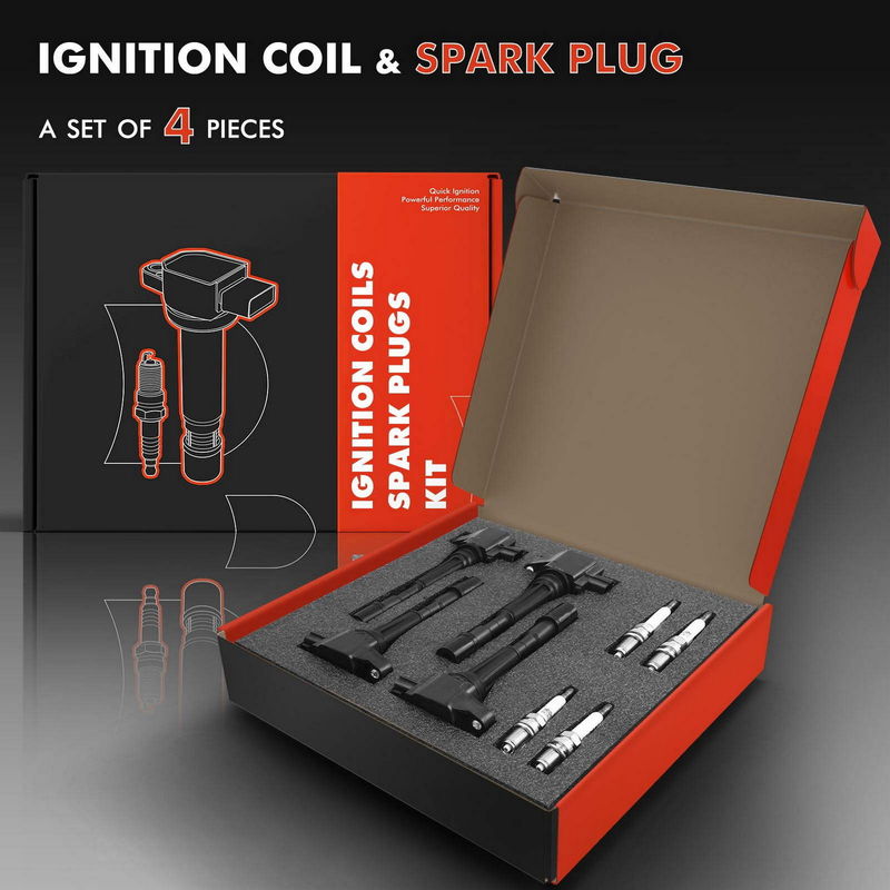 4x Black Ignition Coil & IRIDIUM Spark Plug Kits for Mazda 2 2011 13-14 L4 1.5L