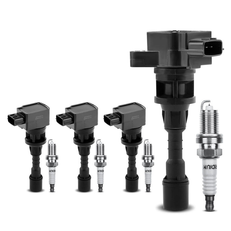 4x Black Ignition Coil & IRIDIUM Spark Plug Kits for Mazda 5 2006-2007 2.3L