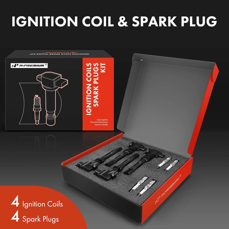 4x Black Ignition Coil & IRIDIUM Spark Plug Kits for Mazda 5 2006-2007 2.3L