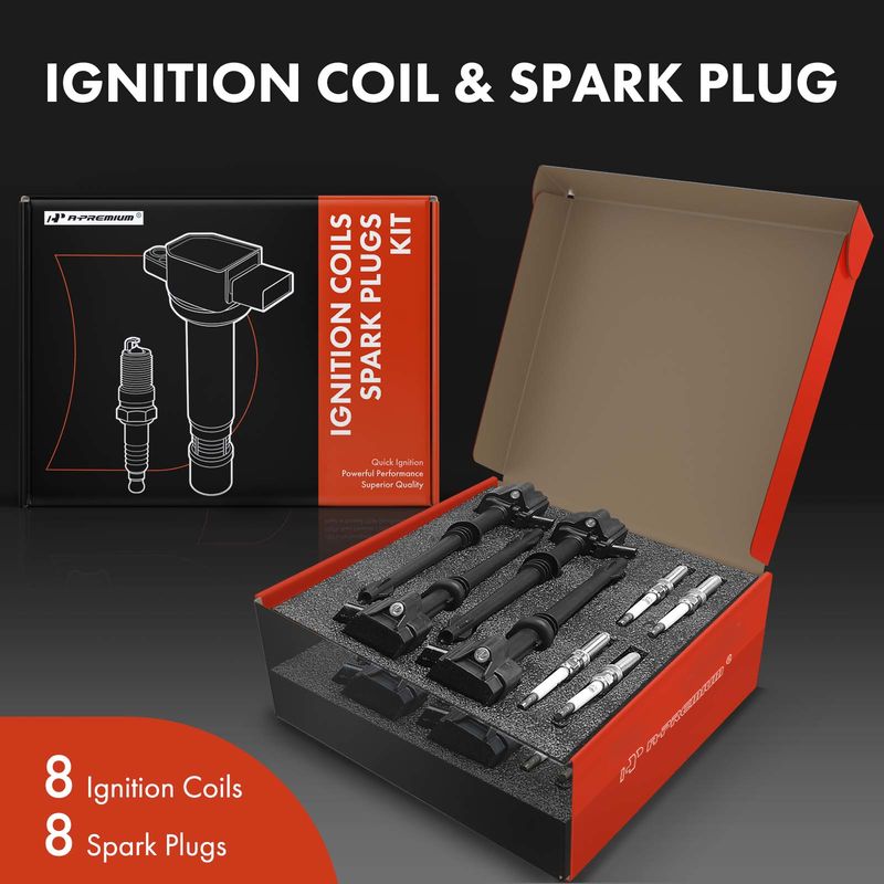 8x Black Ignition Coil & IRIDIUM Spark Plug Kits for Land Rover Range Rover