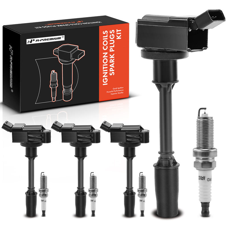 4x Black Ignition Coil & IRIDIUM Spark Plug Kits for Lexus GS200t GS300 IS200t