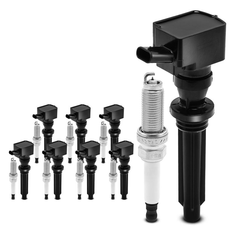 8x Black Ignition Coil & IRIDIUM Spark Plug Kits for Land Rover Range Rover 5.0L