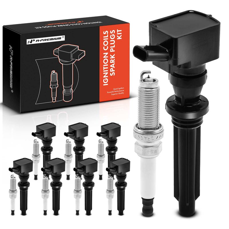 8x Black Ignition Coil & IRIDIUM Spark Plug Kits for Land Rover Range Rover 5.0L