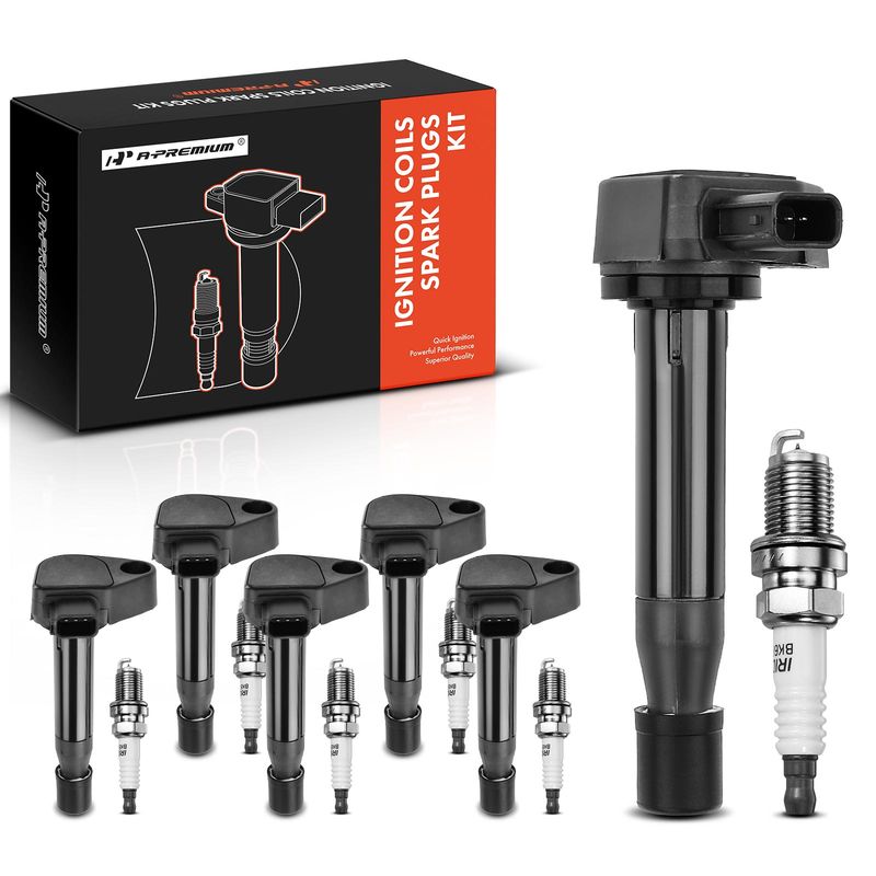 6x Black Ignition Coil & IRIDIUM Spark Plug Kits for Honda Accord 00-02 Acura