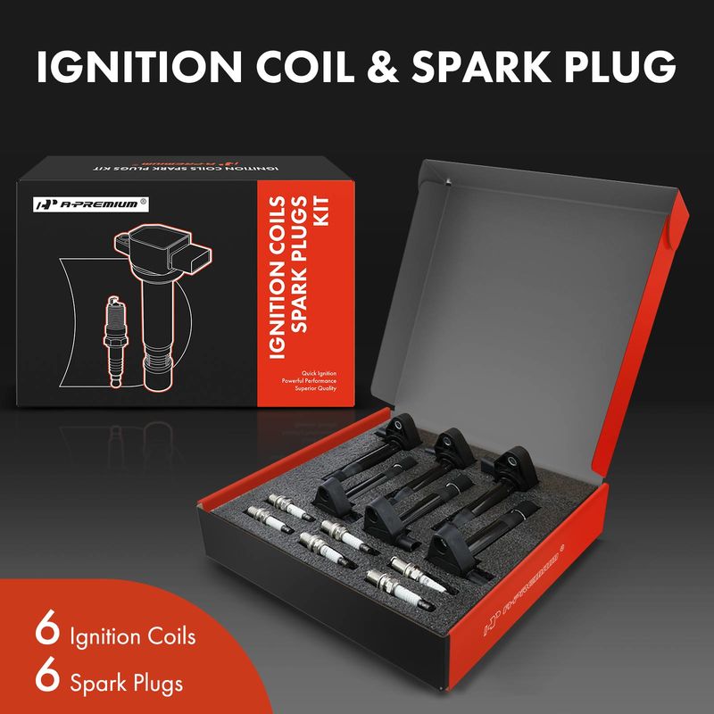 6x Black Ignition Coil & IRIDIUM Spark Plug Kits for Honda Accord 00-02 Acura