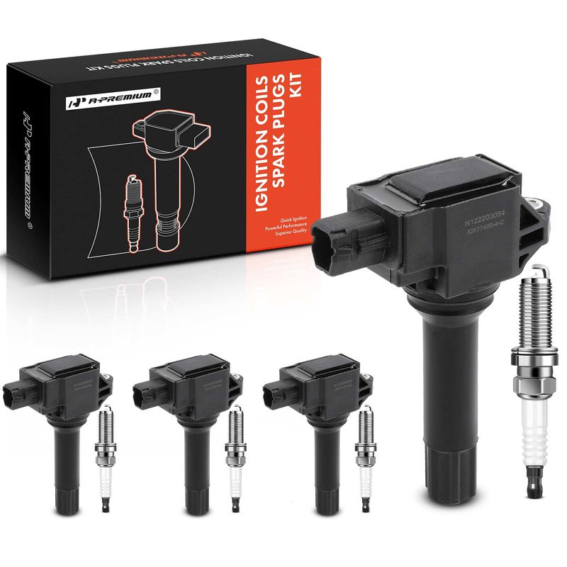 4x Black Ignition Coil & IRIDIUM Spark Plug Kits for Subaru Crosstrek 16-17 Legacy
