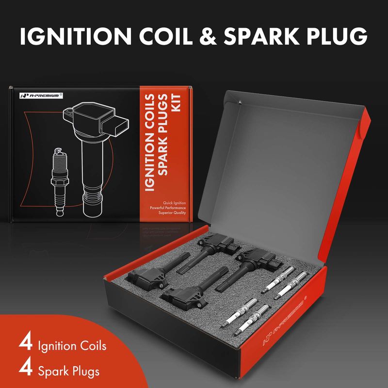 4x Black Ignition Coil & IRIDIUM Spark Plug Kits for Subaru Crosstrek 16-17 Legacy