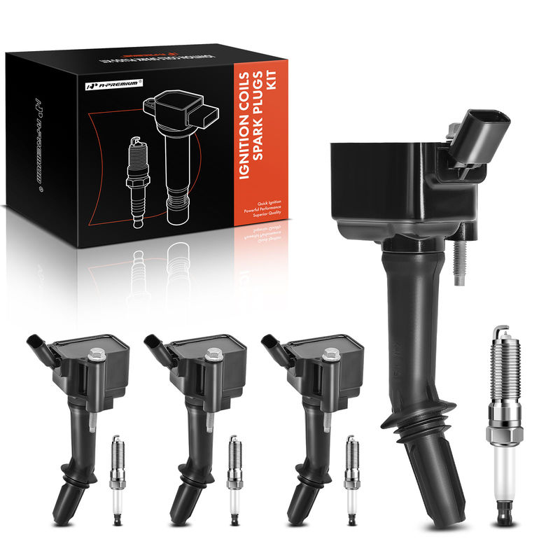 4x Black Ignition Coil & IRIDIUM Spark Plug Kits for Chevy Malibu Equinox Buick