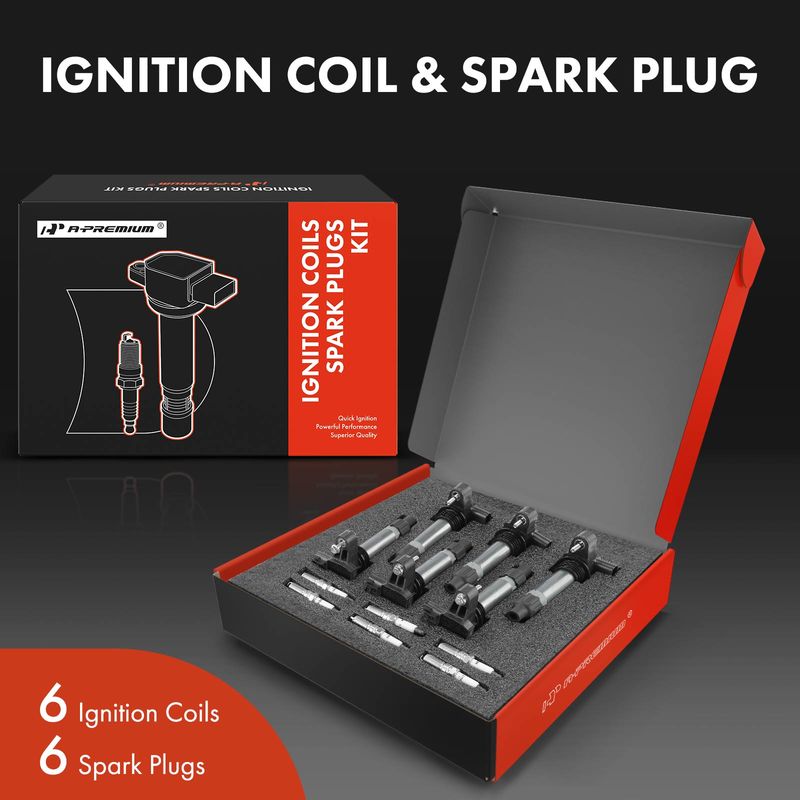 6x Black Ignition Coil & IRIDIUM Spark Plug Kits for Cadillac ATS CTS SRX Buick