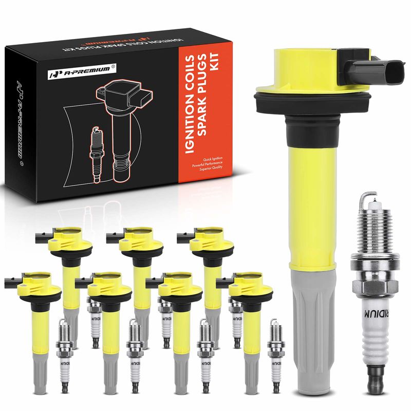 8x Yellow Ignition Coil & IRIDIUM Spark Plug Kits for Ford Mustang F-150 V8 5.0L