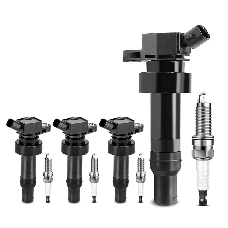 4x Black Ignition Coil & IRIDIUM Spark Plug Kits for Hyundai Accent Kia Soul