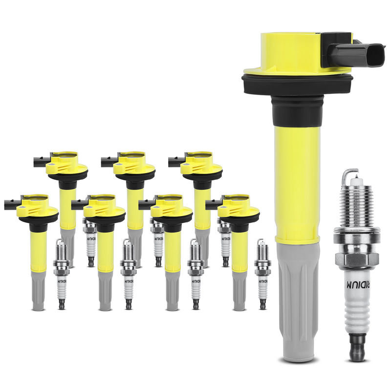 8x Yellow Ignition Coil & IRIDIUM Spark Plug Kits for Ford Mustang F-150 V8 5.0L
