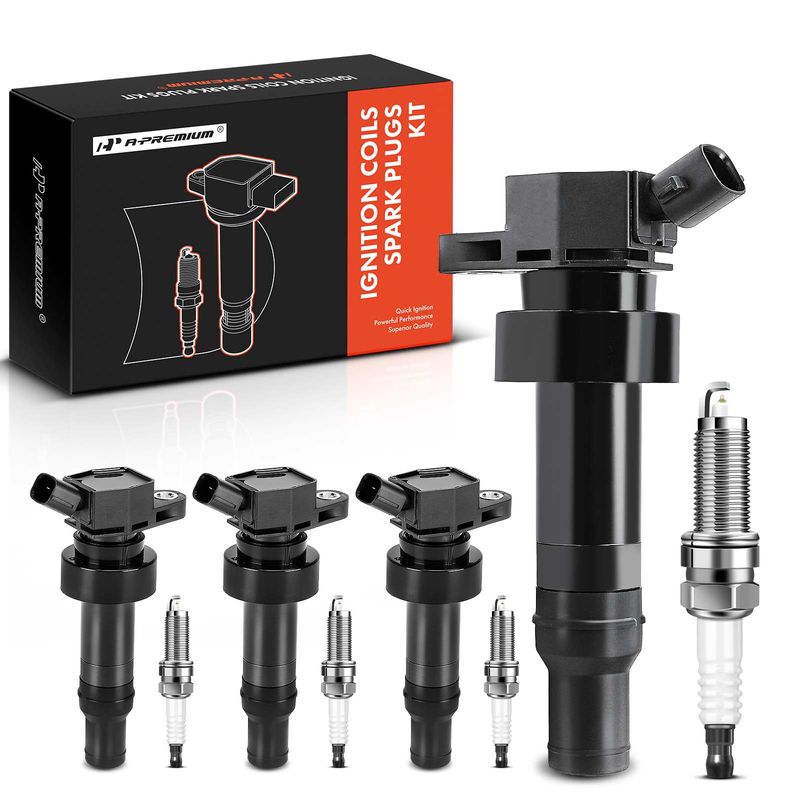 4x Black Ignition Coil & IRIDIUM Spark Plug Kits for Hyundai Accent Kia Soul