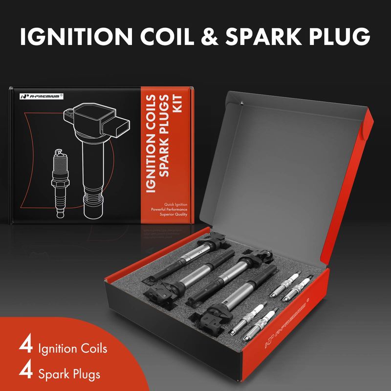 4x Black Ignition Coil & IRIDIUM Spark Plug Kits for Mini R52 R57 R58 Cooper 07-13