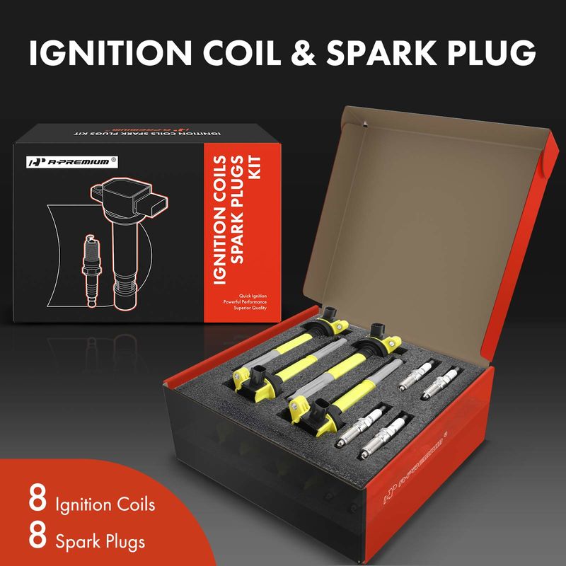 8x Yellow Ignition Coil & IRIDIUM Spark Plug Kits for Ford Mustang F-150 V8 5.0L