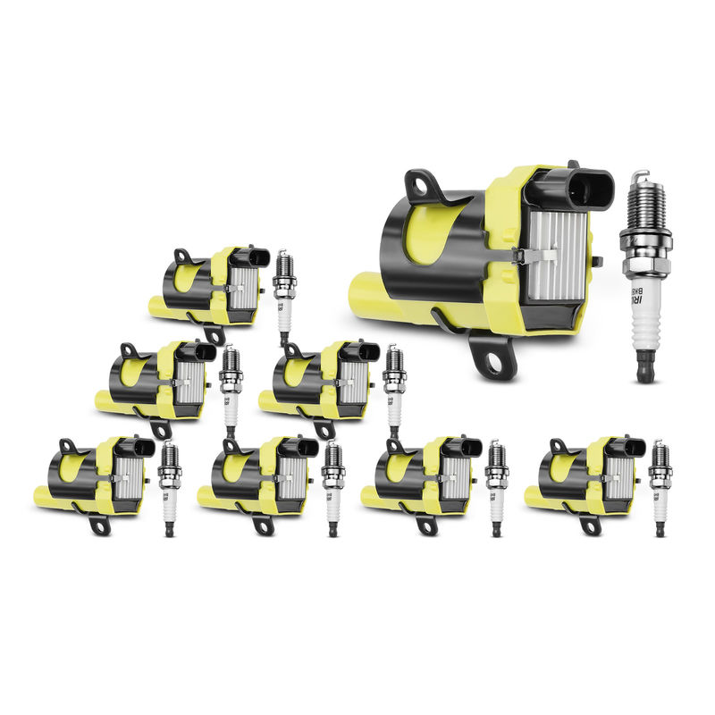 8x Yellow Ignition Coil & IRIDIUM Spark Plug Kits for Chevy GMC Cadillac Buick