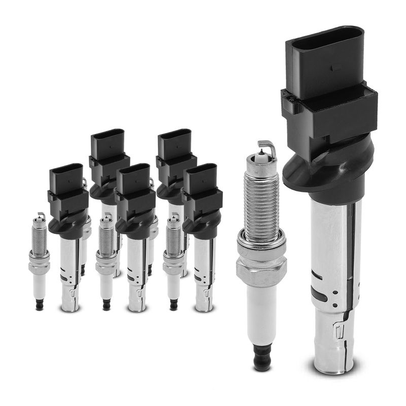 6x Gray Ignition Coil & IRIDIUM Spark Plug Kits for VW Passat Atlas Audi Q7