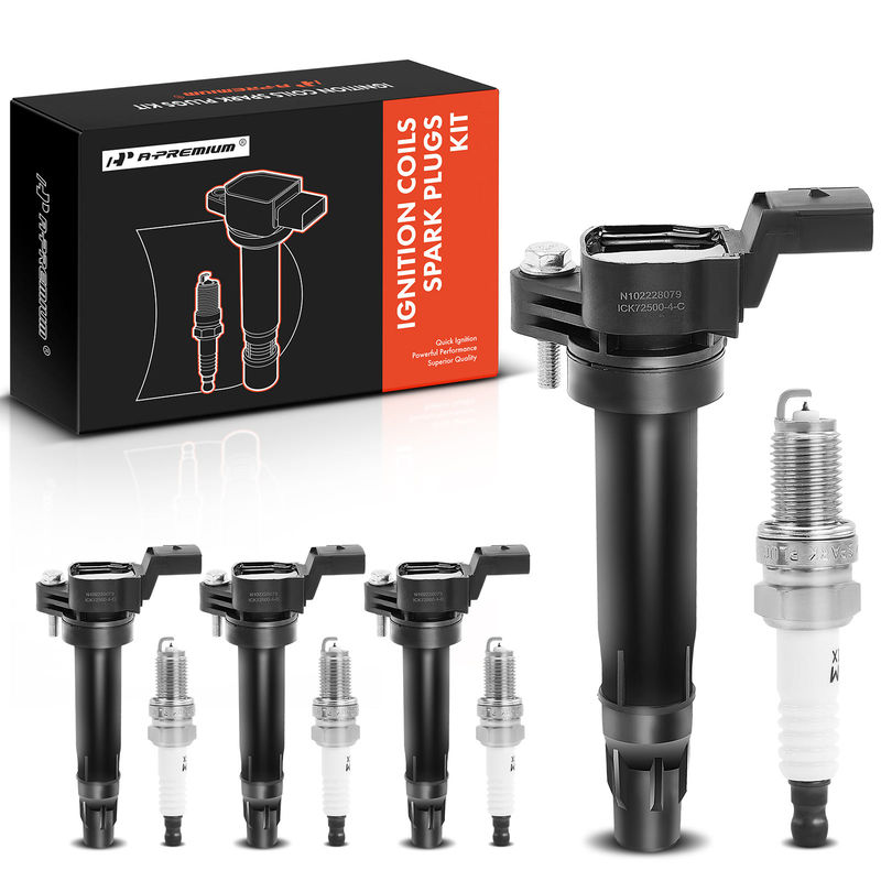 4x Black Ignition Coil & IRIDIUM Spark Plug Kits for Chevrolet Spark 13-15 1.2L