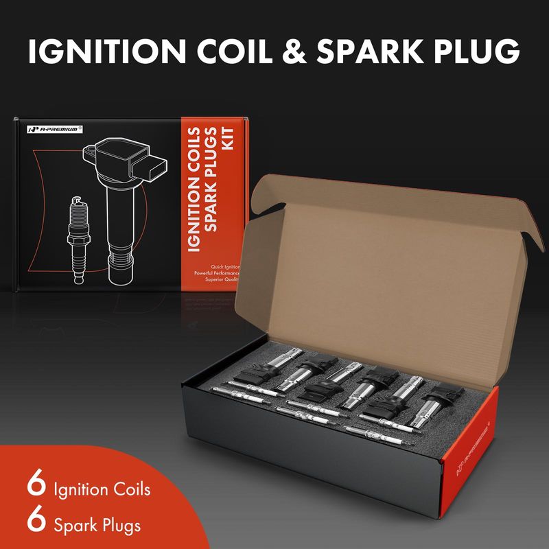 6x Gray Ignition Coil & IRIDIUM Spark Plug Kits for VW Passat Atlas Audi Q7