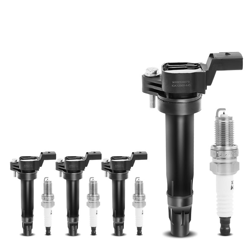 4x Black Ignition Coil & IRIDIUM Spark Plug Kits for Chevrolet Spark 13-15 1.2L