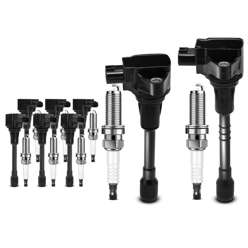 8x Black Ignition Coil & IRIDIUM Spark Plug Kits for Nissan Armada INFINITI QX56