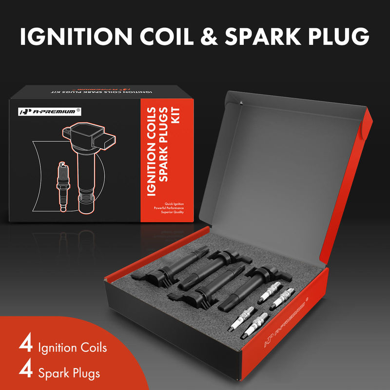 4x Black Ignition Coil & IRIDIUM Spark Plug Kits for Chevrolet Spark 13-15 1.2L