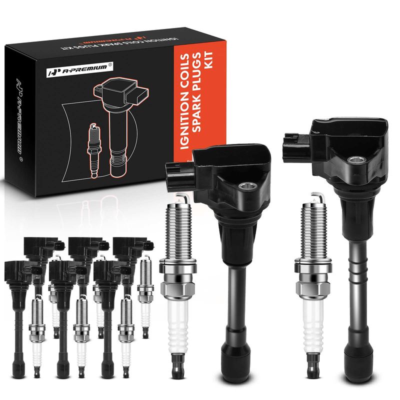 8x Black Ignition Coil & IRIDIUM Spark Plug Kits for Nissan Armada INFINITI QX56