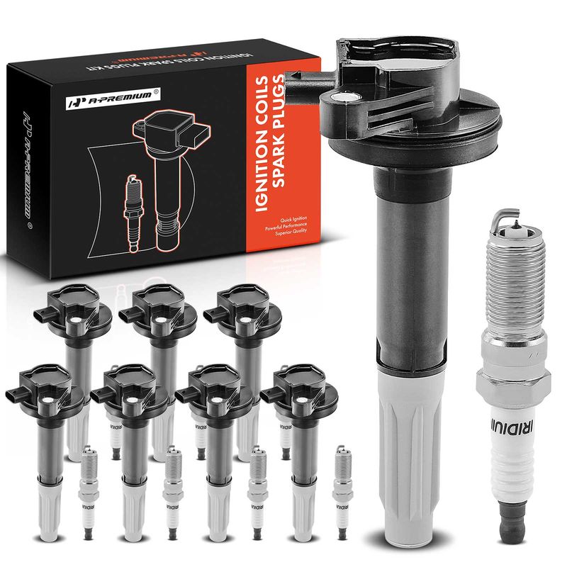 8x Black Ignition Coil & IRIDIUM Spark Plug Kits for Ford F-150 Mustang 2016-2017