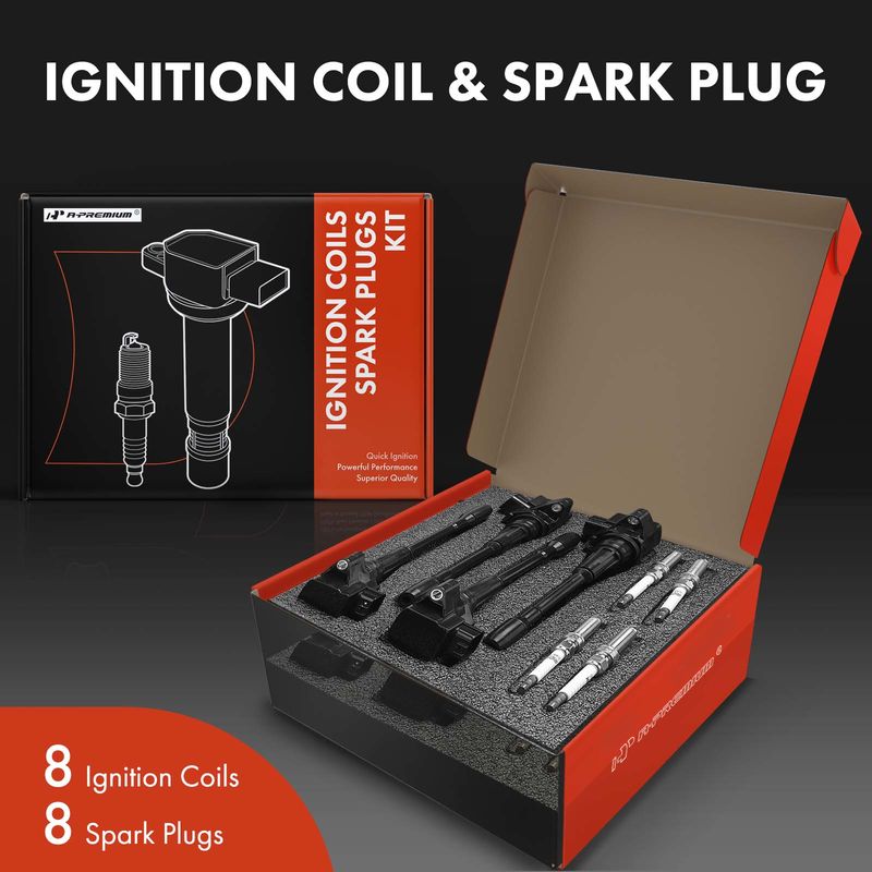 8x Black Ignition Coil & IRIDIUM Spark Plug Kits for Nissan Armada INFINITI QX56