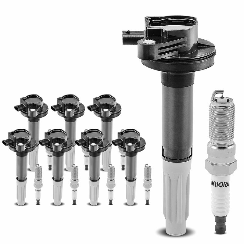 8x Black Ignition Coil & IRIDIUM Spark Plug Kits for Ford F-150 Mustang 2016-2017