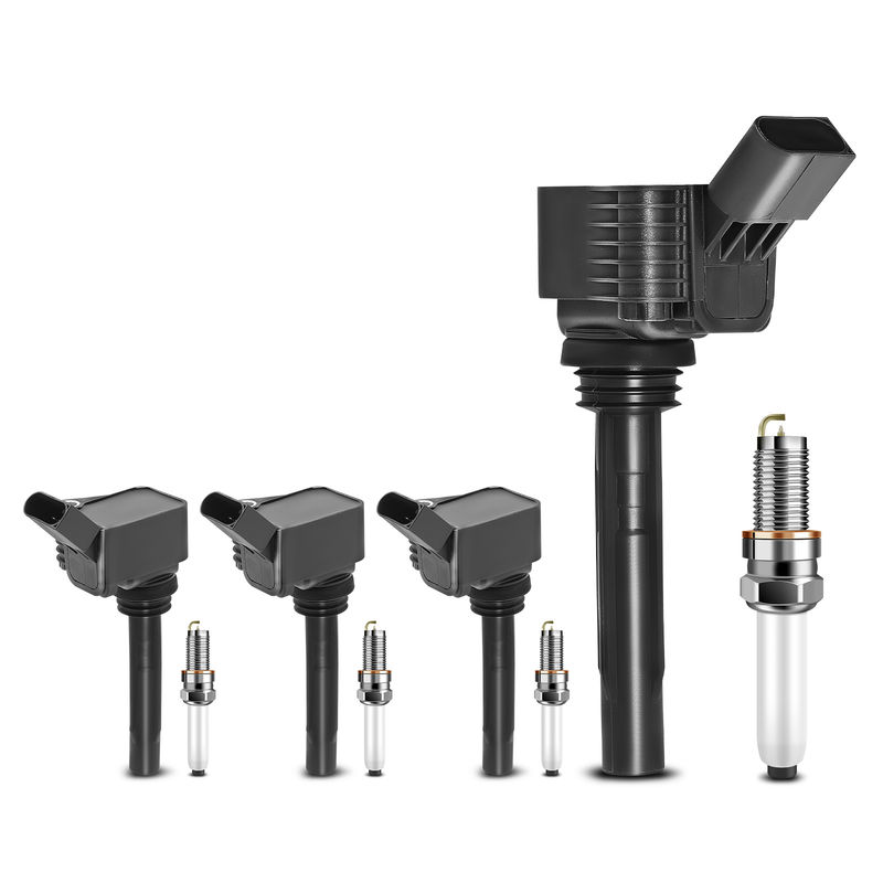 4x Black Ignition Coil & IRIDIUM Spark Plug Kits for VW Jetta 2013 2016-2018 Audi