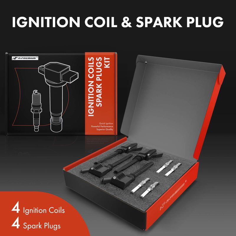 4x Black Ignition Coil & IRIDIUM Spark Plug Kits for VW Jetta 2013 2016-2018 Audi