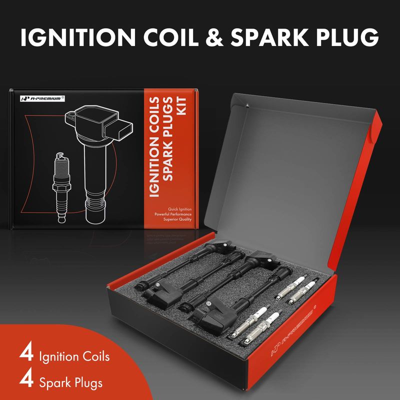 4x Black Ignition Coil & IRIDIUM Spark Plug Kits for Ford Escape Fiesta Fusion