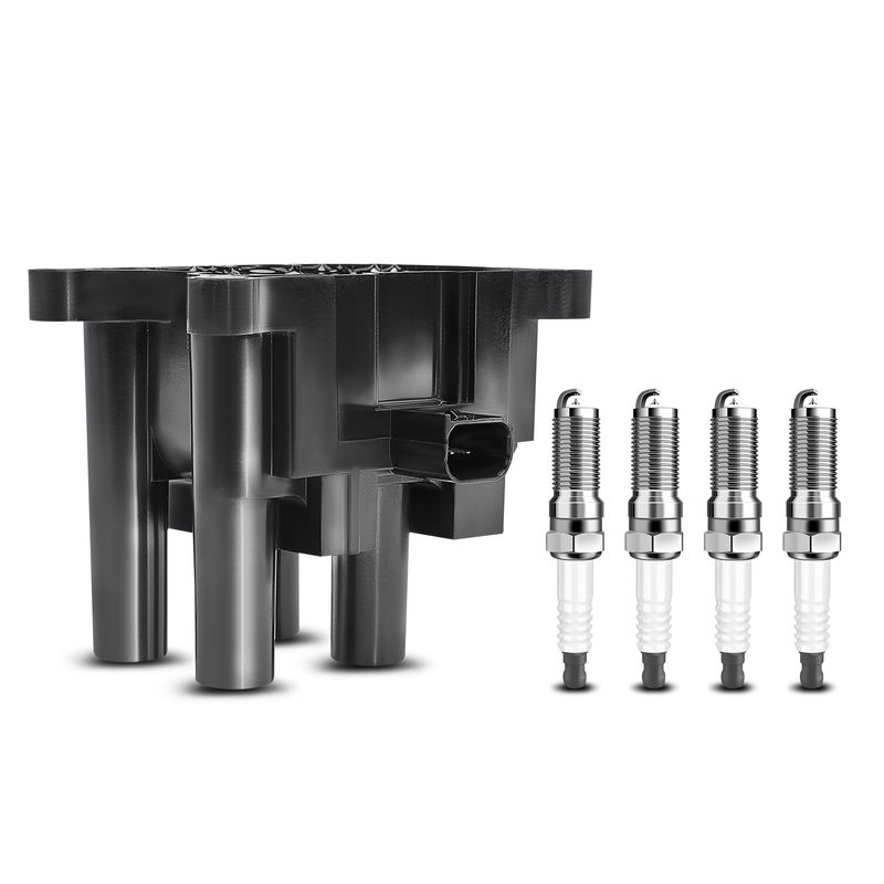 1x Black Ignition Coil & 4x IRIDIUM Spark Plug Kit for Ford Fiesta 2011 2013-2019