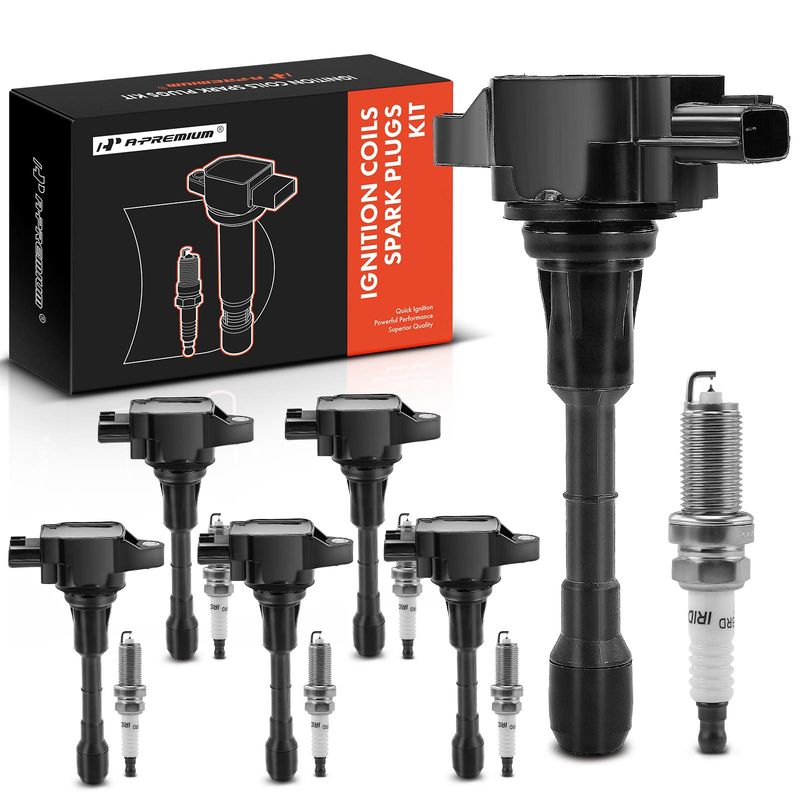 6x Black Ignition Coil & IRIDIUM Spark Plug Kits for INFINITI EX37 G37 Q50 Nissan