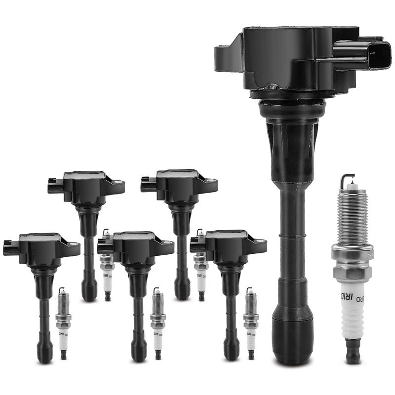 6x Black Ignition Coil & IRIDIUM Spark Plug Kits for INFINITI EX37 G37 Q50 Nissan