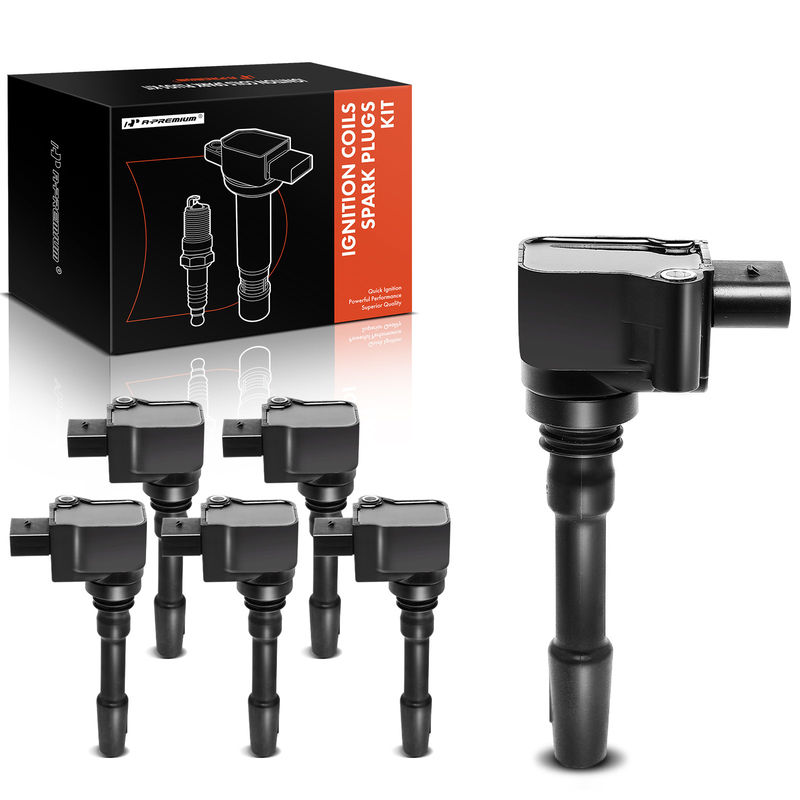 6x Black Ignition Coils for Porsche Cayenne 15-18 Macan Panamera Turbocharged