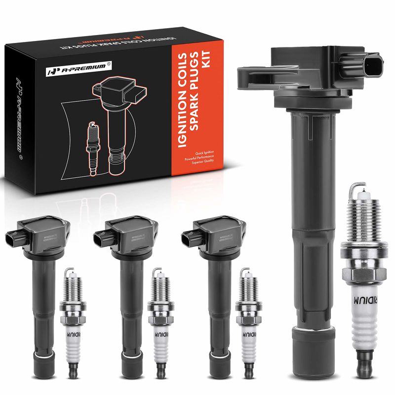 4x Black Ignition Coil & IRIDIUM Spark Plug Kits for Acura TSX 2009-2014 L4 2.4L